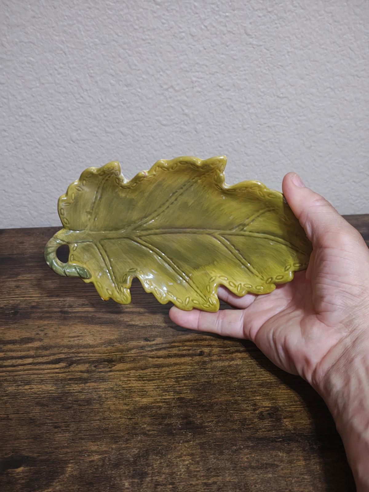 1950s/60s Glazed Ceramic Leaf Dish