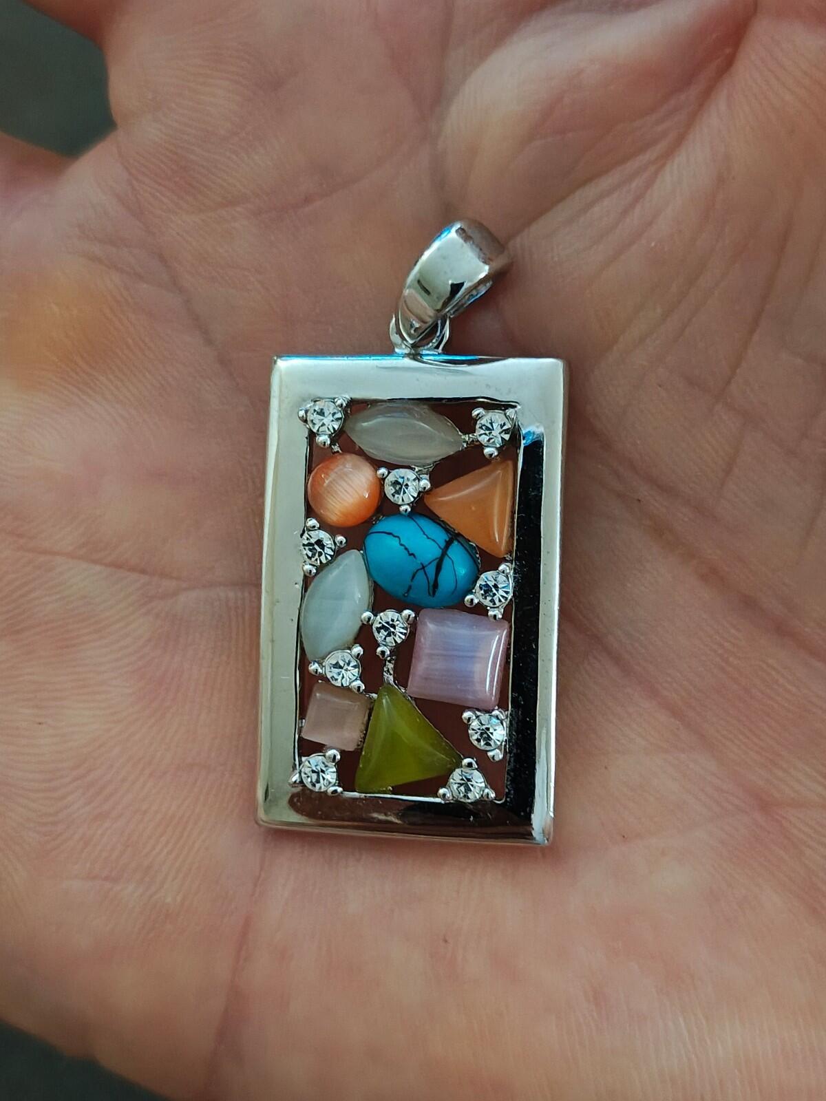 Lia Sophia Galileo Turquoise And Pastel Silver Tone Pendant