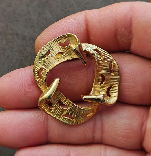 1980s Modernist Abstract Gold Tone Brooch