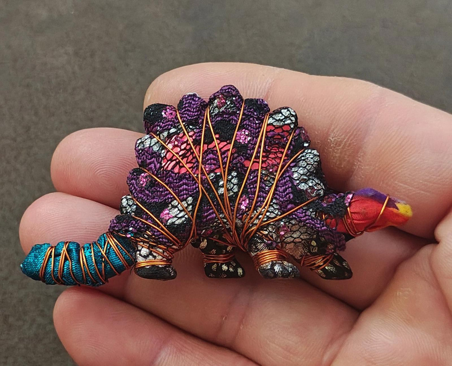 Handcrafted Stegosaurus/Dinosaur Figurine Brooch