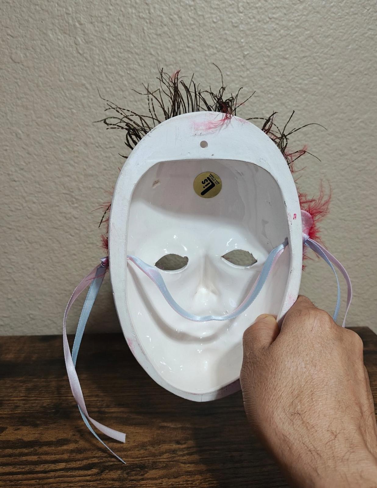 1980's Lis Hand painted Porcelain Masquerade Mardi Gras Mask