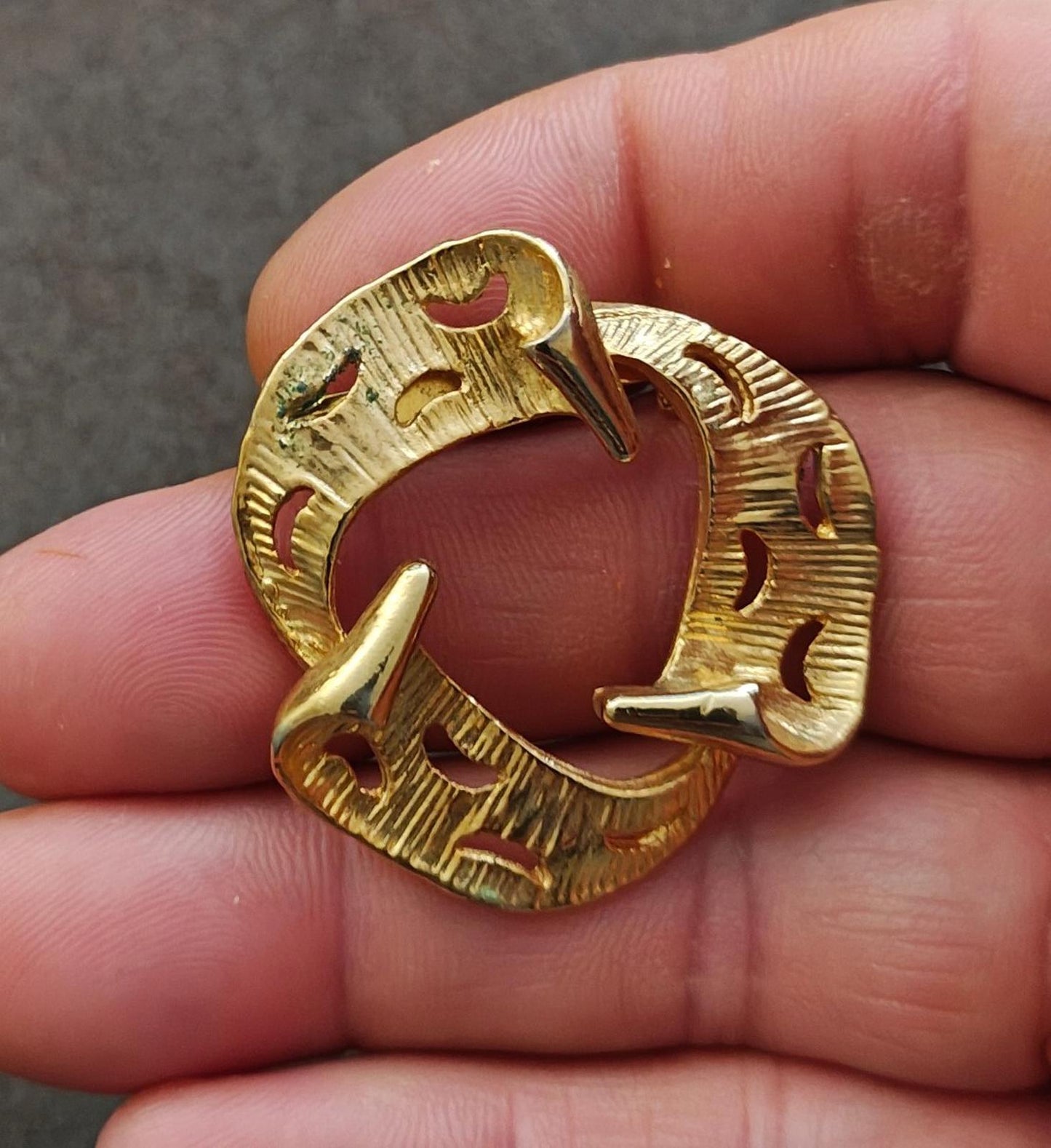 1980s Modernist Abstract Gold Tone Brooch
