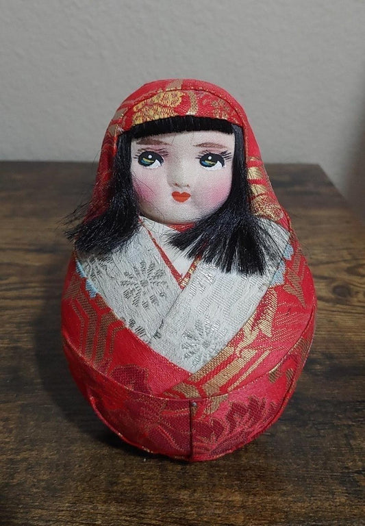 1980's Vintage Japanese Traditional Hime Daruma Doll