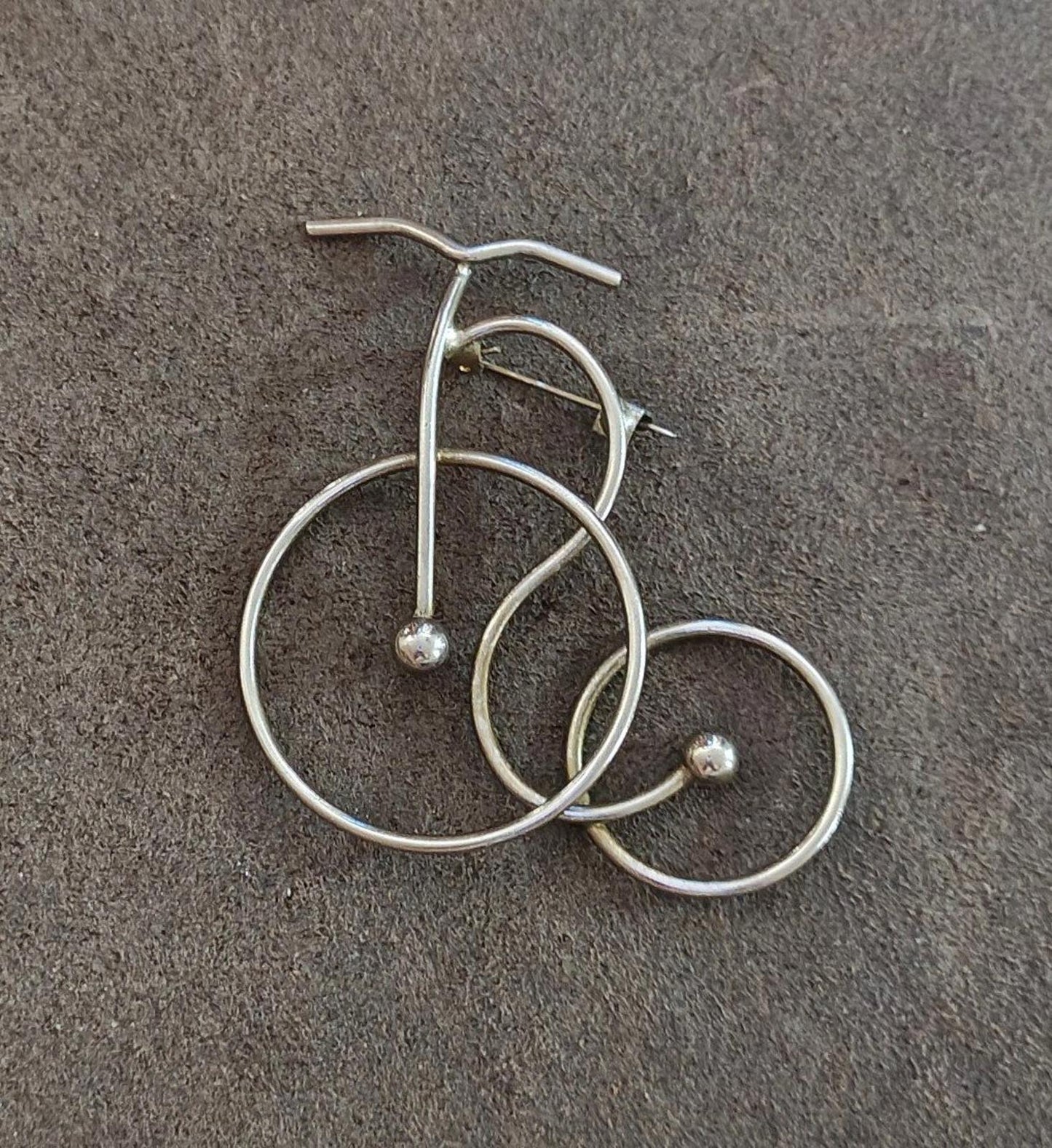 1980's Silver Tone Bicycle Brooch Pin