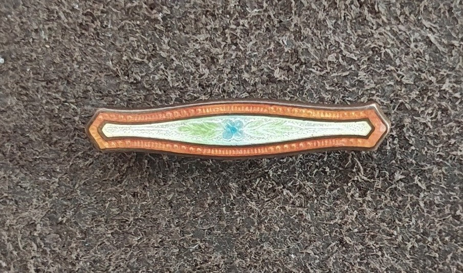 Early 1900s Edwardian Victorian Guilloché Enamel Lingerie Bar Pin/Brooch
