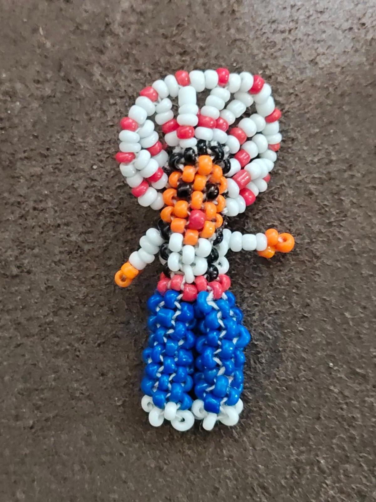 1960s/70s Handcrafted  Native American Seed Bead Figure Brooch