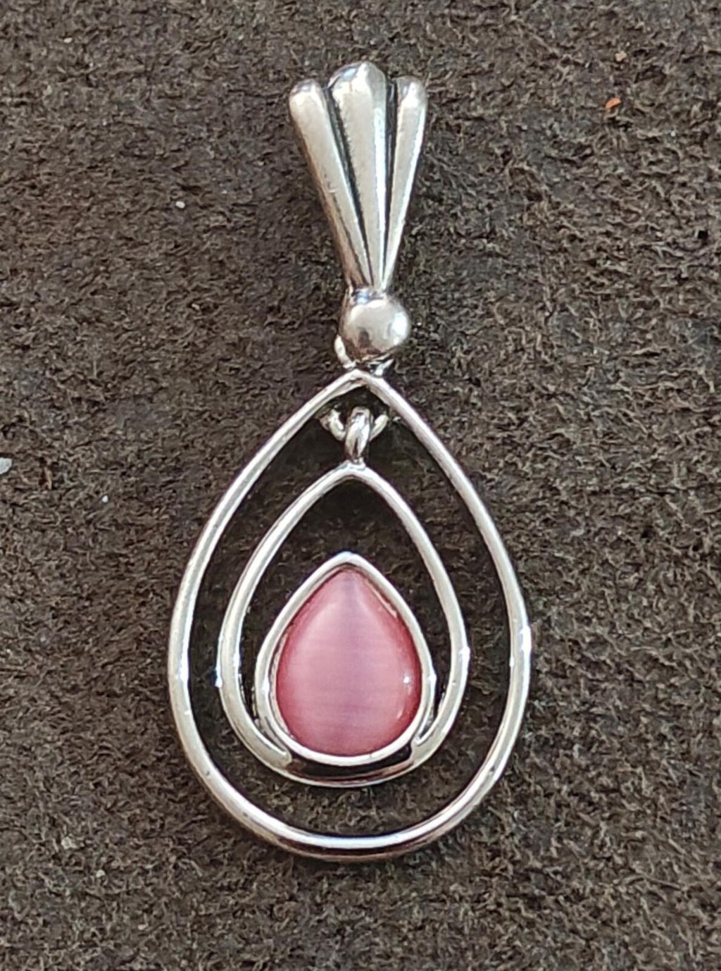 2000s Silver Tone Lia Sophia "Cotton Candy" Teardrop Pendant