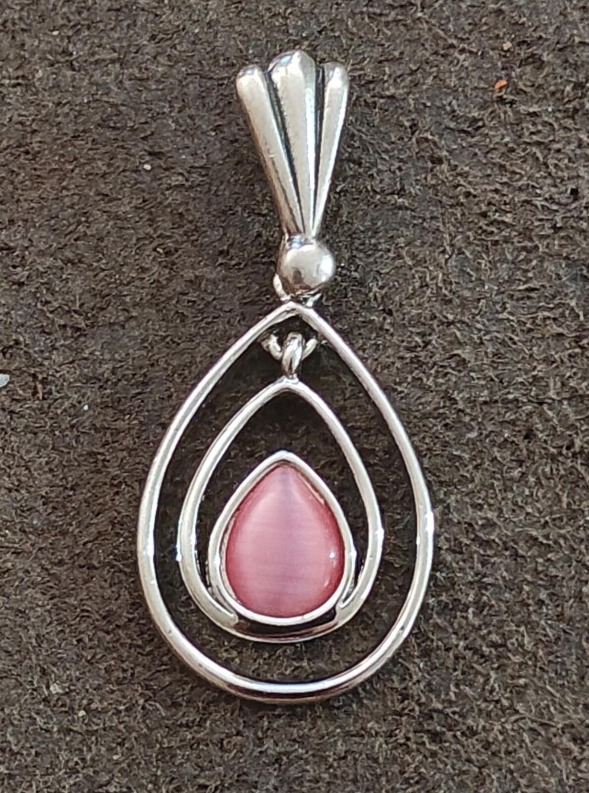 2000s Silver Tone Lia Sophia "Cotton Candy" Teardrop Pendant