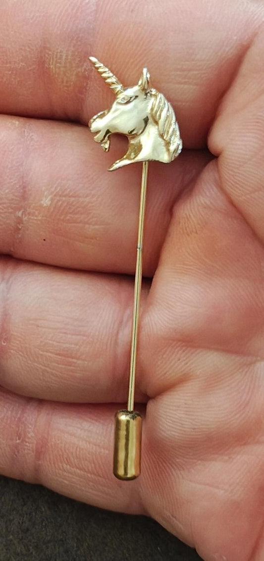 1980s Unicorn Head Gold Tone Stick Pin