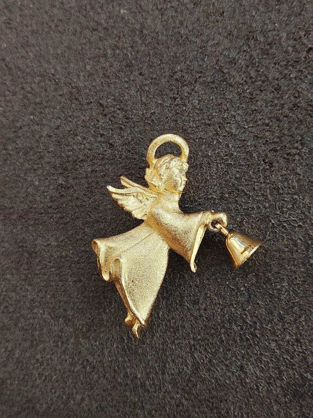 1980s Robyn Rush Angel With Bell Gold Tone Pin/Brooch.