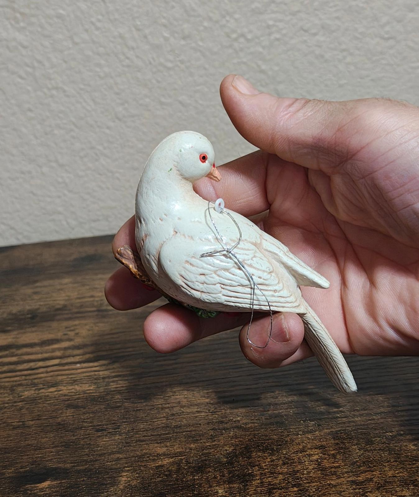1960s Vintage White Dove Dove Plastic Christmas Ornament