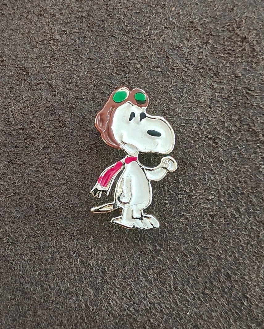 1970s Snoopy "World War I Flying Ace" Gold Tone Enamel Pin.