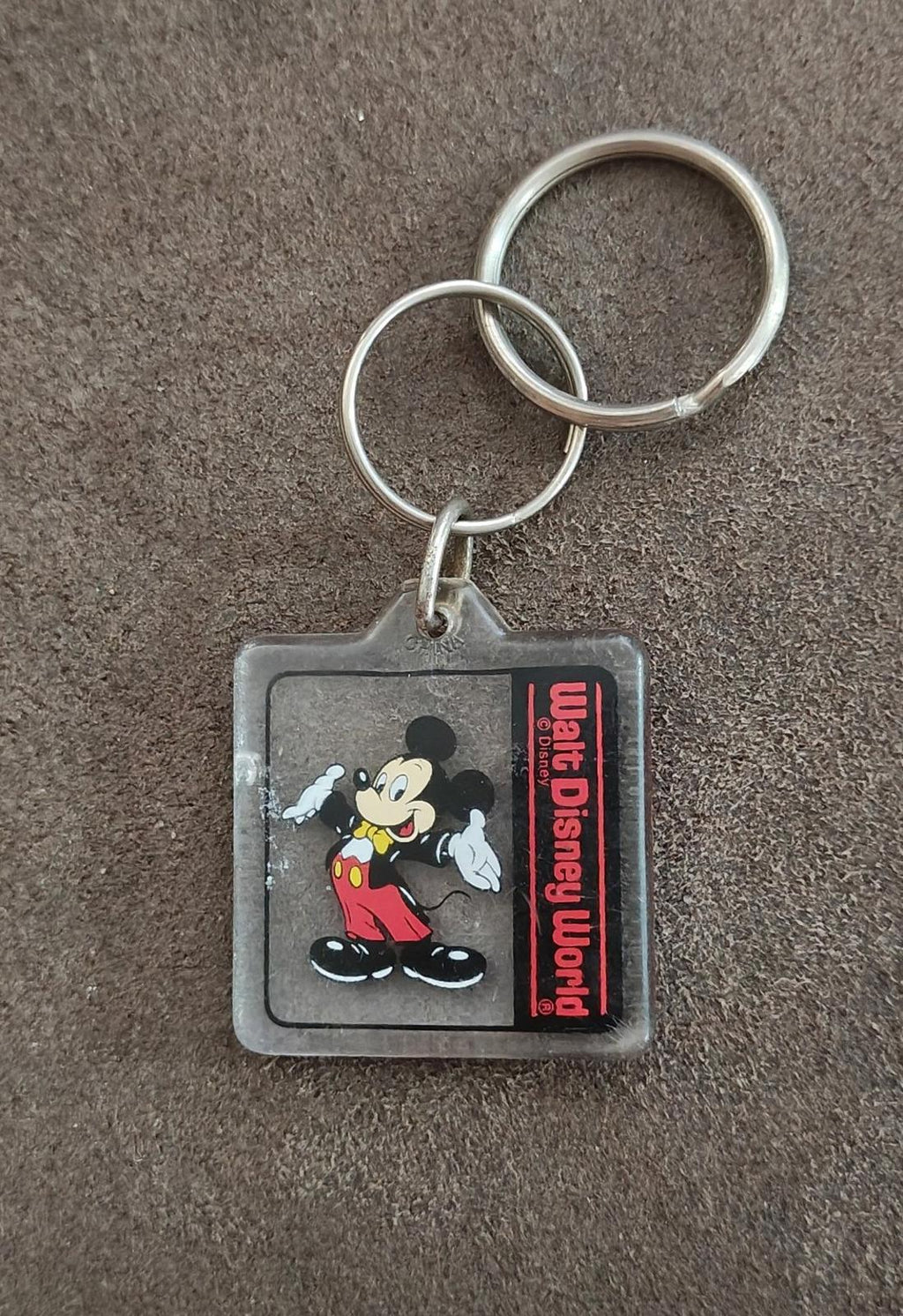1990's Walt Disney World Mickey Mouse Square Plastic Keychain