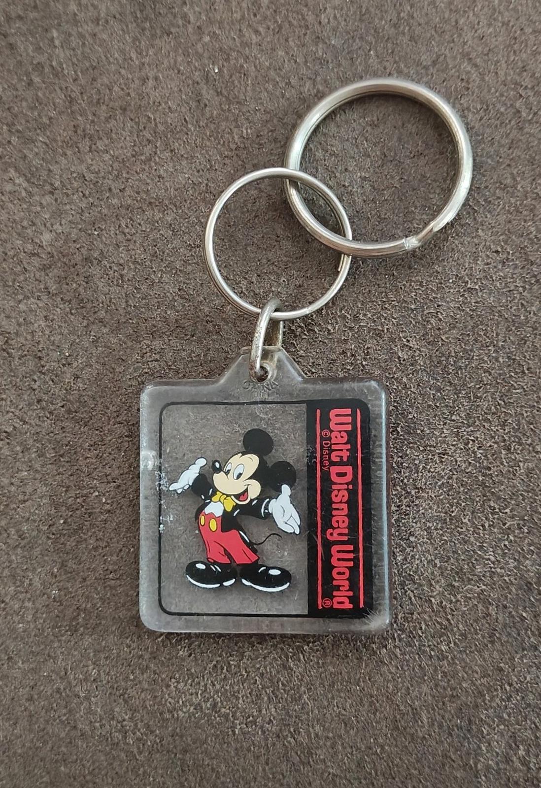 1990's Walt Disney World Mickey Mouse Square Plastic Keychain