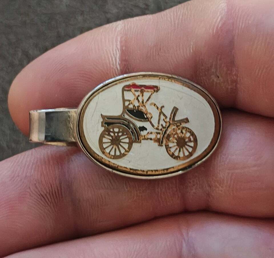 1960s Gold Tone Antique Car Tie Bar/Tie Clip