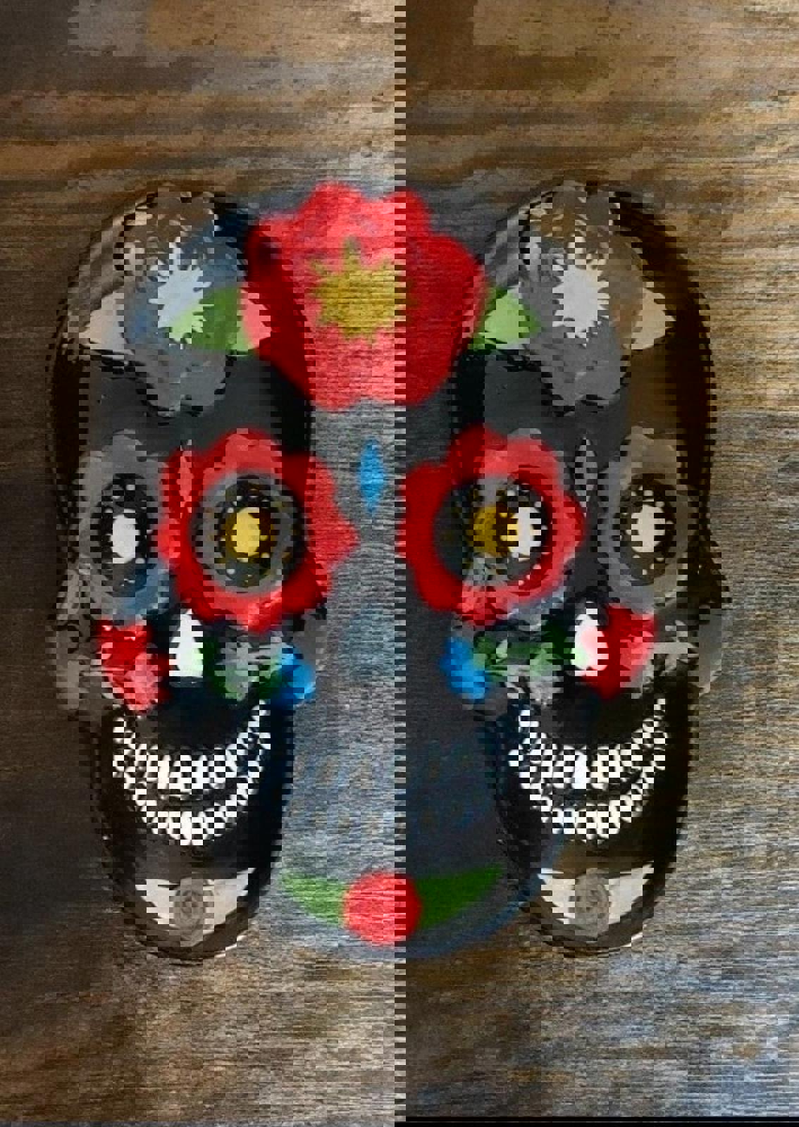Set Of 3-3D Black Sugar Skull Skeleton Cat Day Of The Dead Trinket Plates