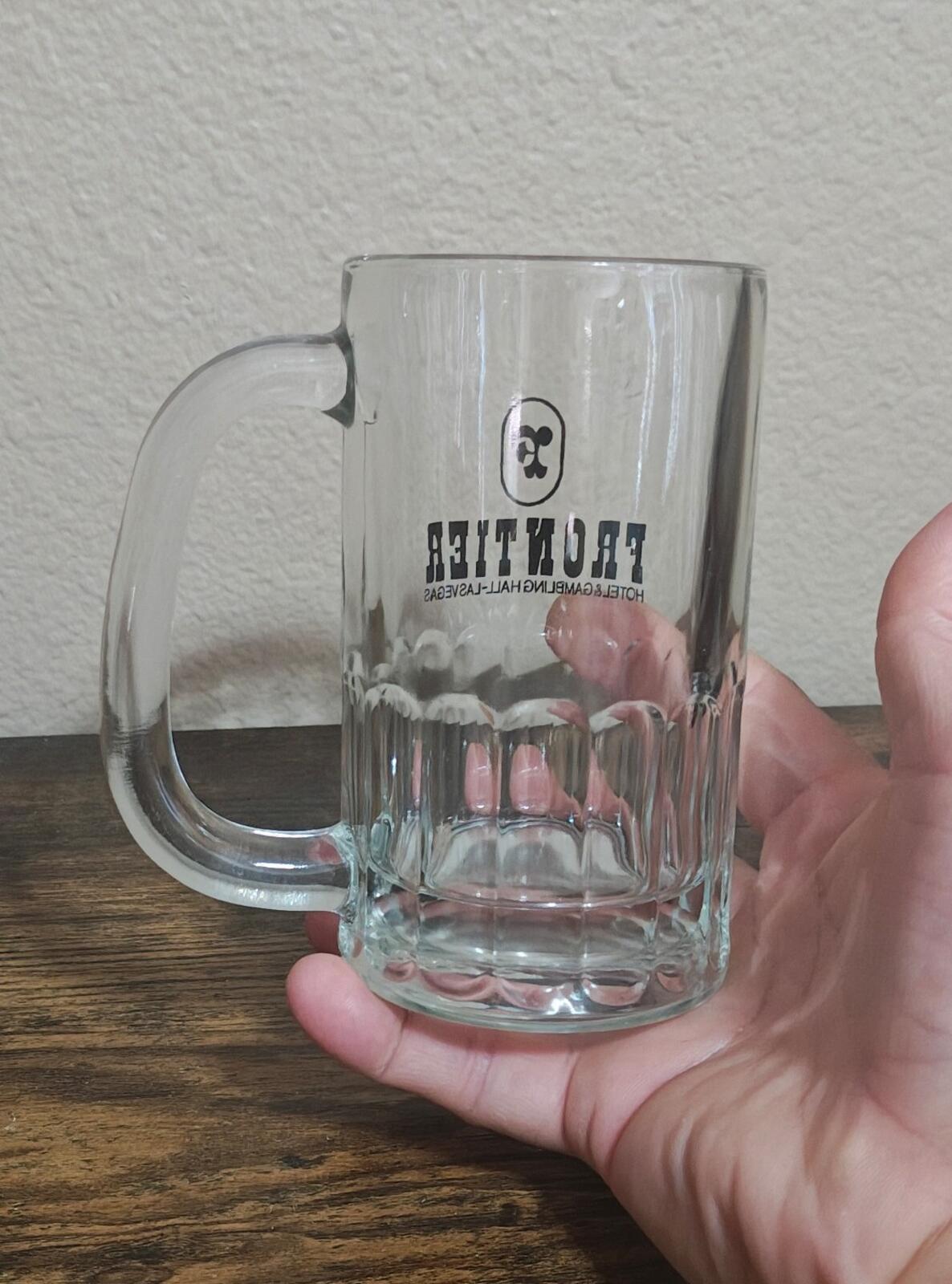 1970s  Frontier Hotel and Gambling Hall Las Vegas 12 oz Glass Mug/Beer Mug/Stein