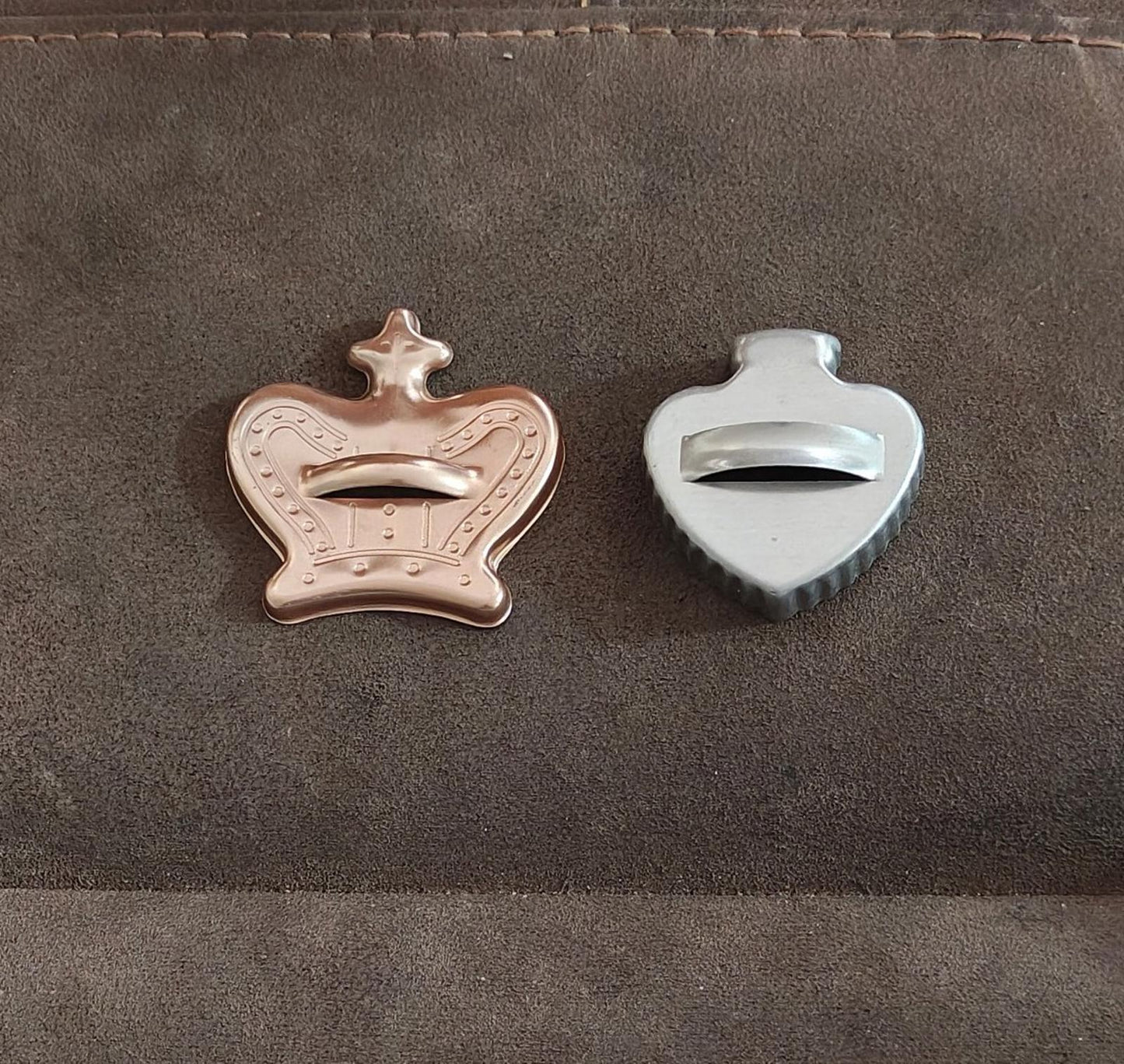 1960s Copper Tone Crown and Silver Tone Spade Cookie Cutters