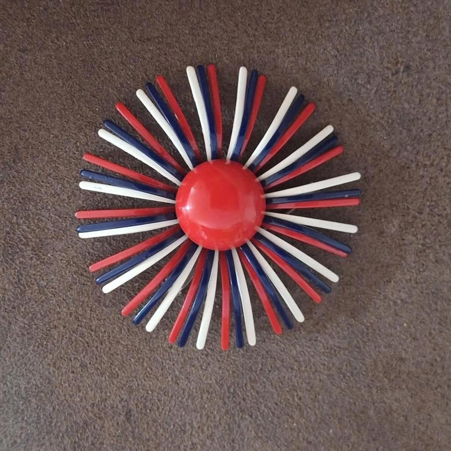 1960s Red White & Blue Patriotic Starburst Fireworks Brooch