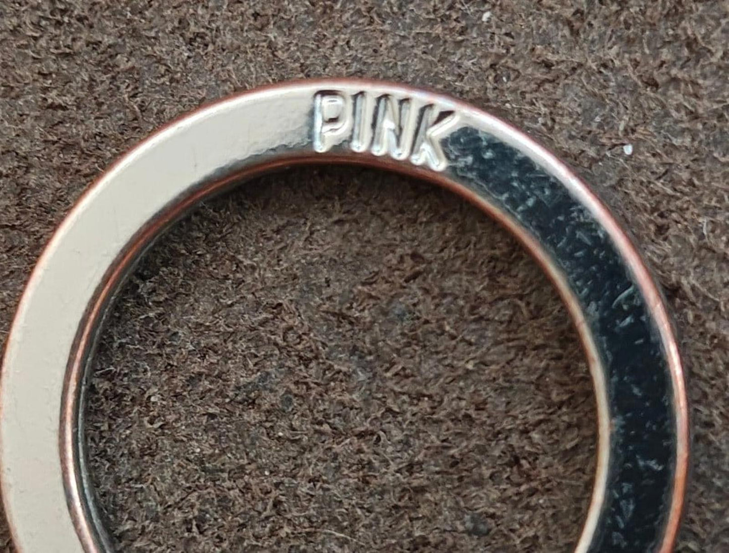 Victoria's Secret Pink Logo Silver Tone Dog Charm Keychain/Keyring