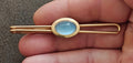 1950s Oval Blue Cabochon Gold Tone Wire Loop Tie Bar/Tie Clip