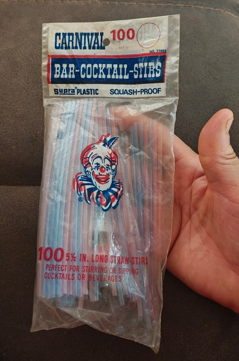 1960s/70s Carnival Brand "Supra Plastic" Bar-Cocktail-Stirs New Old Stock