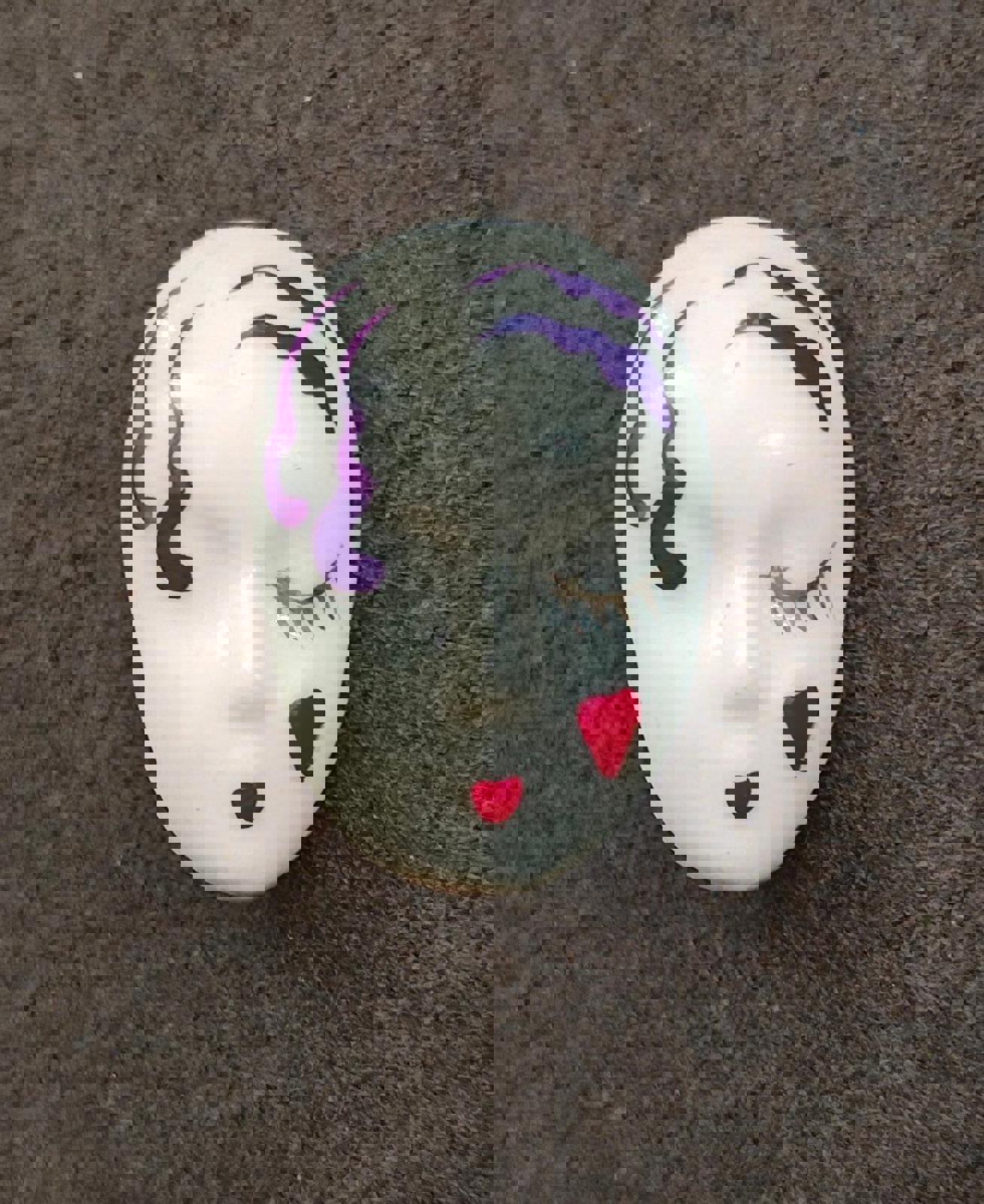 1980's Pierrot Doll Painted Face Mask Brooch Pin