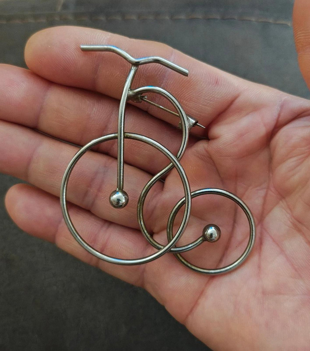 1980's Silver Tone Bicycle Brooch Pin