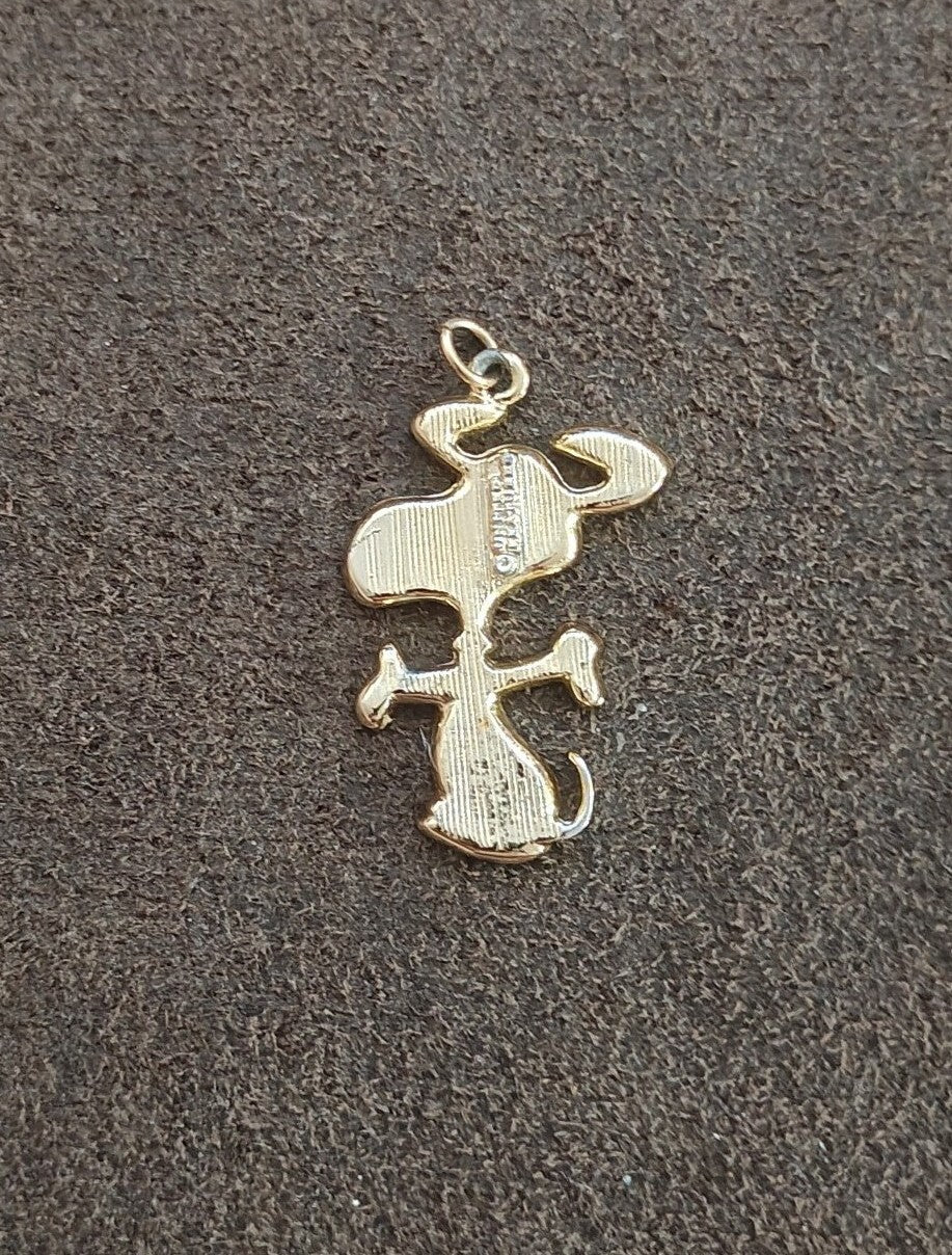 1970s Snoopy Gold Tone Enamel Charm Pendant