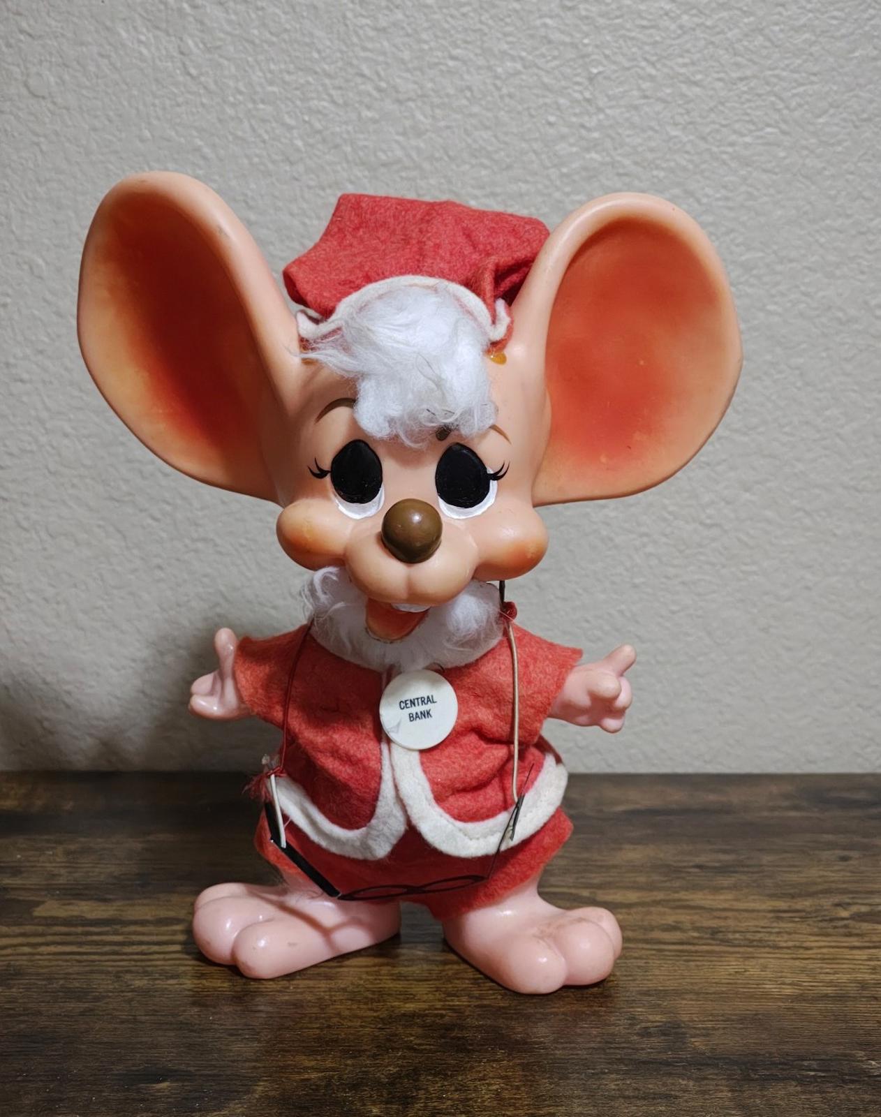 1970 Vintage Roy Des of Florida Big Ear Mouse Dressed In A Santa Claus Suit Bank