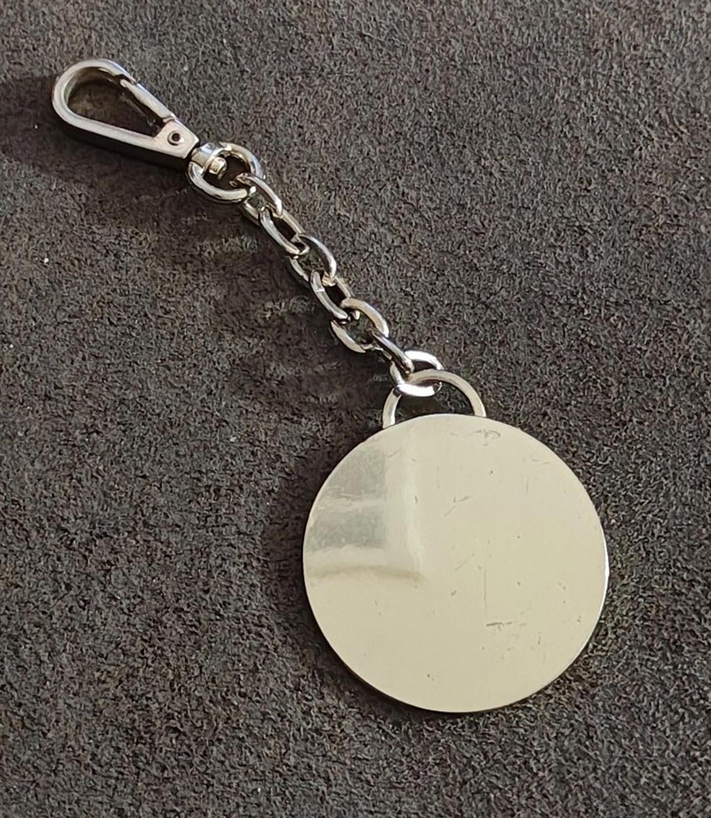 London Fog Logo Gold Tone Black Enamel Keychain/Bag Charm/Fob