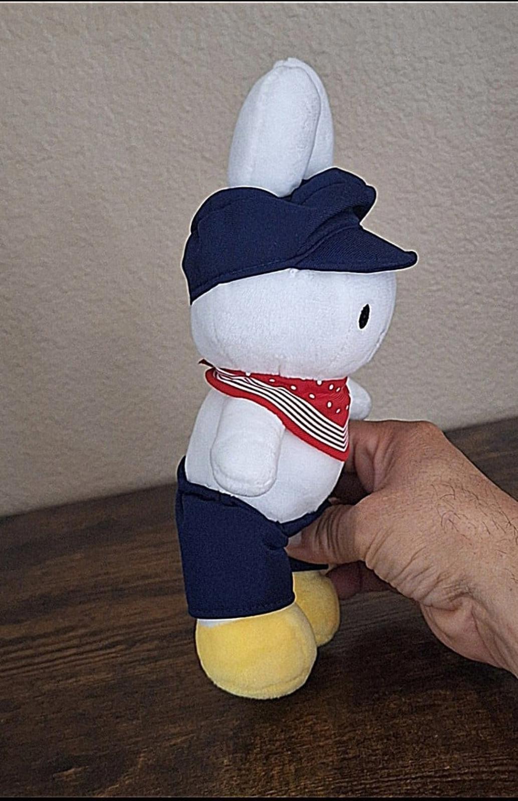 Cute Nijntje Miffy White Bunny Rabbit Blue Farmer Dick Bruna Soft Plush.