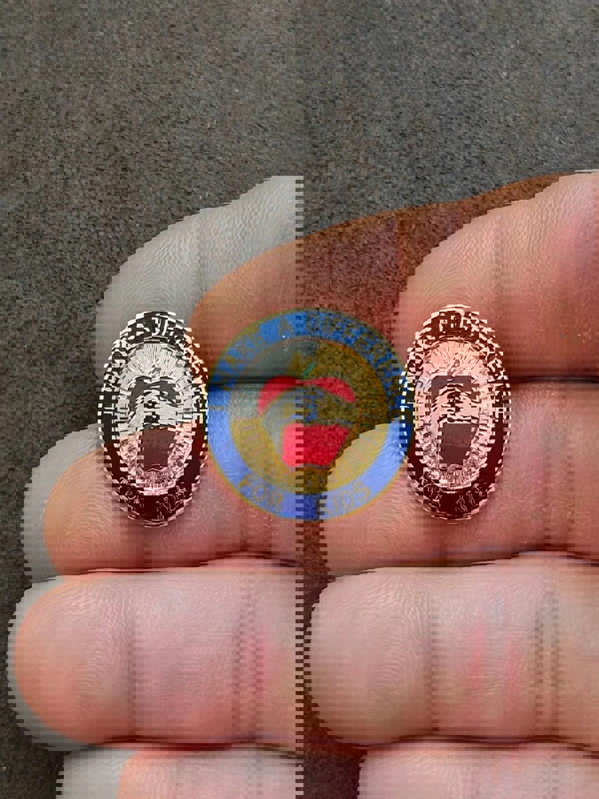 1990's I Make a Difference For Kids Gold Tone Enamel Teacher Pin