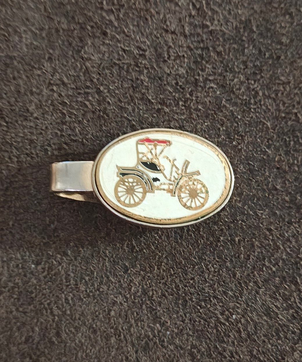 1960s Gold Tone Antique Car Tie Bar/Tie Clip