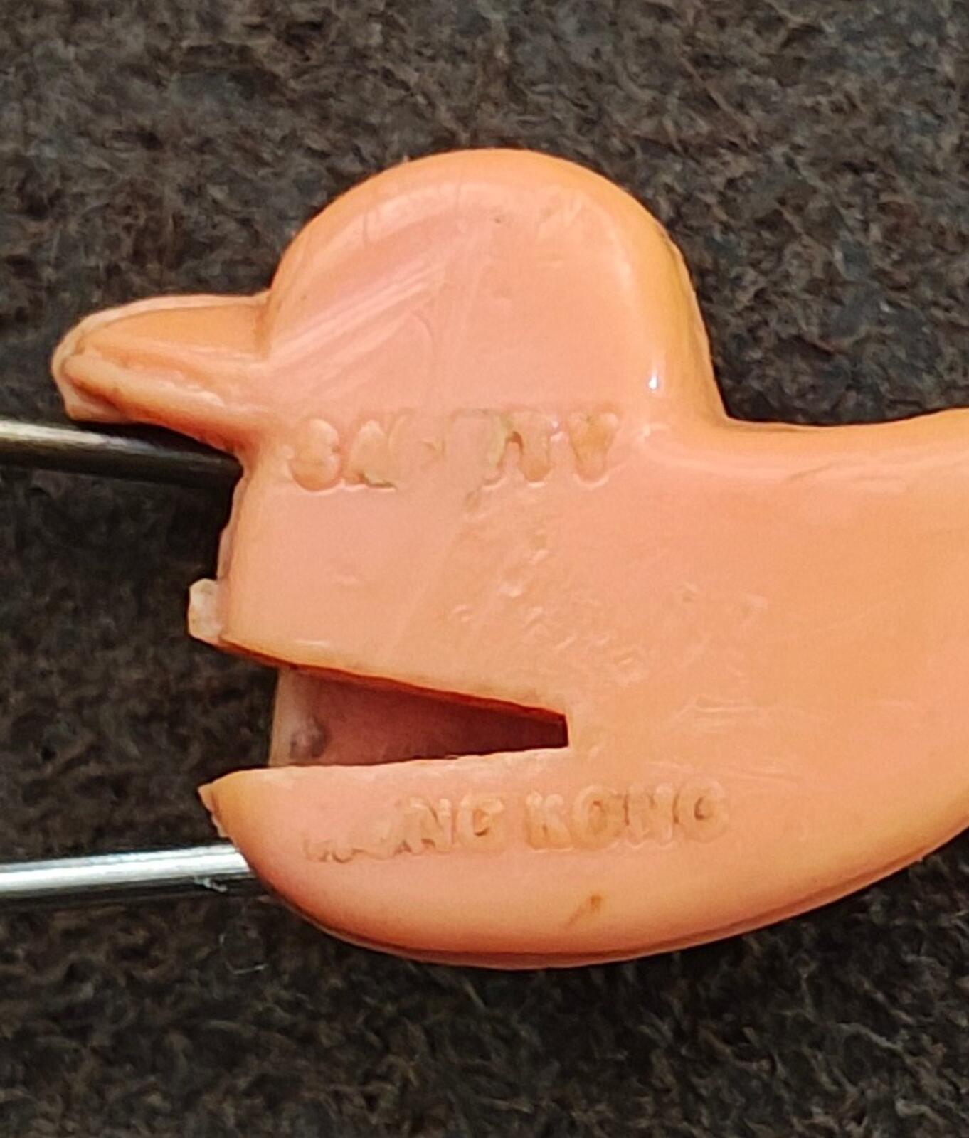 1970s Plastic Orange Duck Diaper Pin