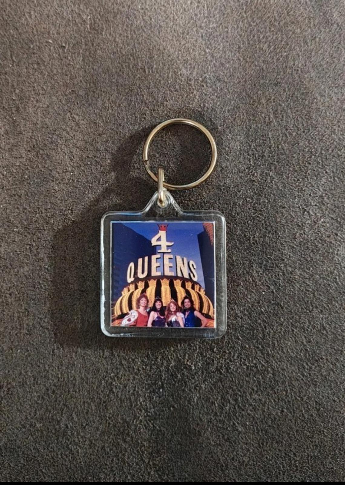 1990s Vintage Four Queens Hotel Casino Downtown Las Vegas Hard  Plastic Keychain