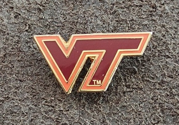 1980s Virginia Tech Hokies NCAA VT Athletic Logo Gold Tone Enamel Pin