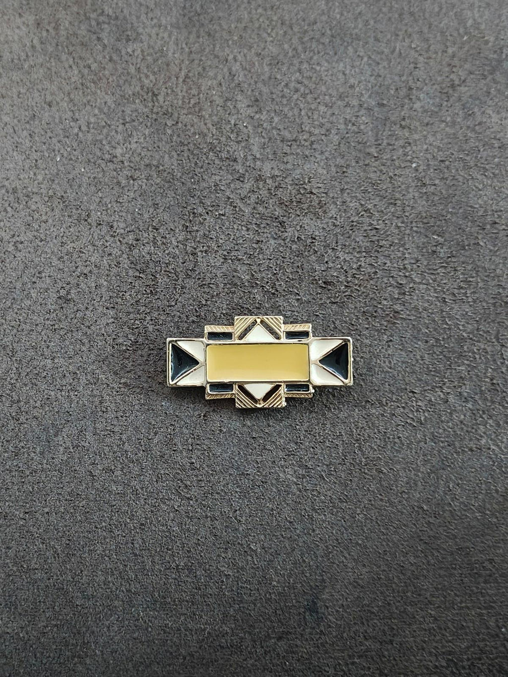 1980s Art Deco Style Geometric Enamel Brooch Pin