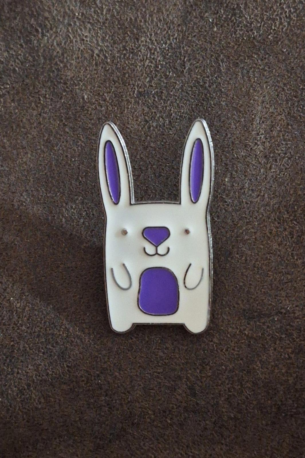 Adorable Colorful Jumbo Easter White Bunny Enamel Metal Pin.