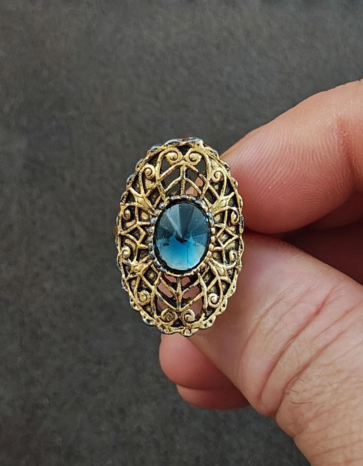 1980’s Blue Filigree Adjustable Statement Ring