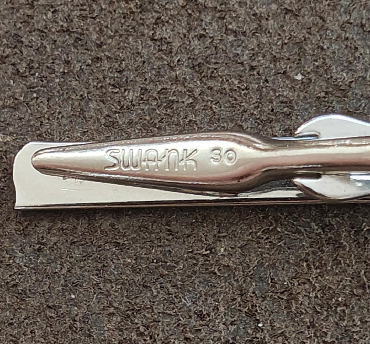 1960s Silver Tone Art Deco Style Tie Bar/Tie Clip & Cufflinks Set