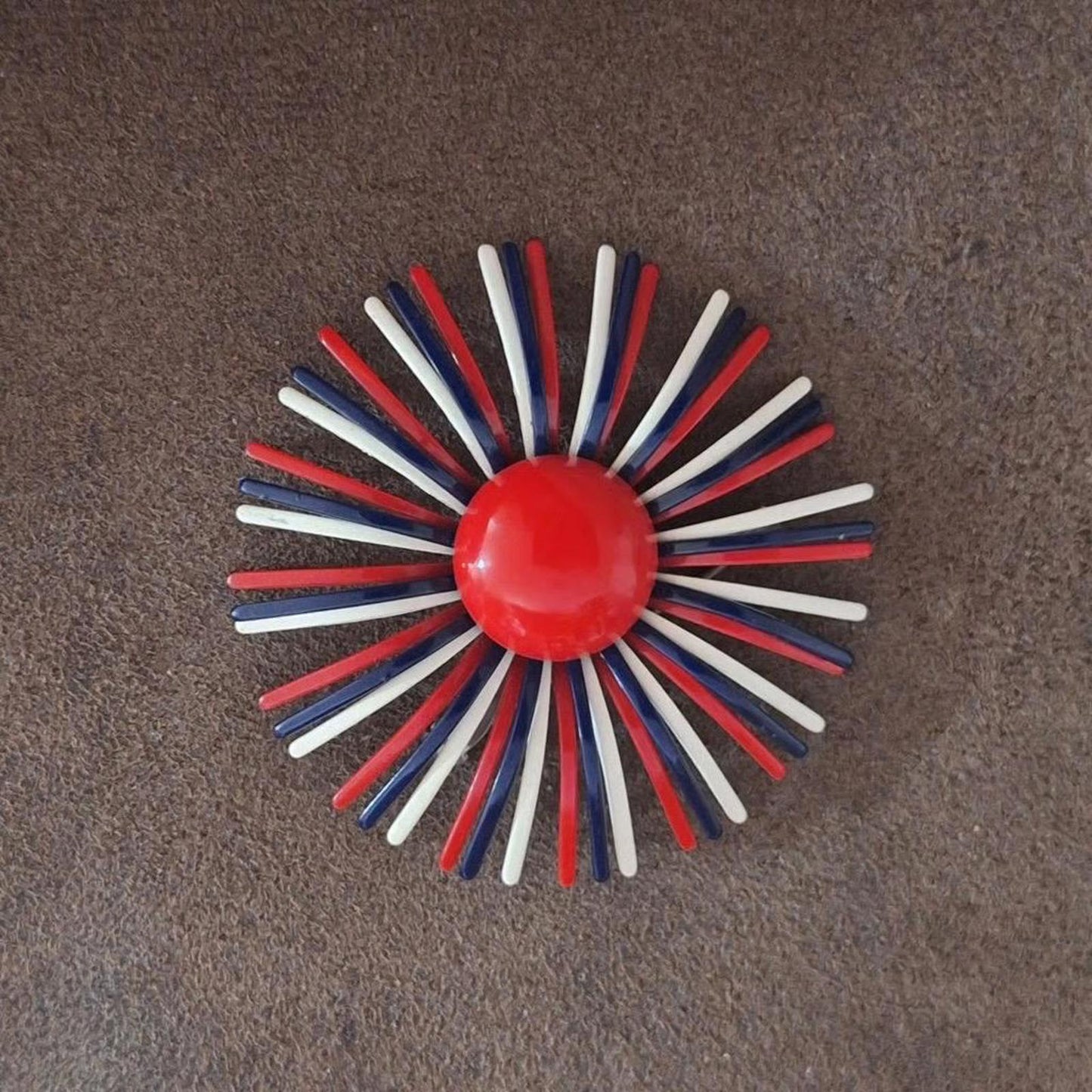1960s Red White & Blue Patriotic Starburst Fireworks Brooch
