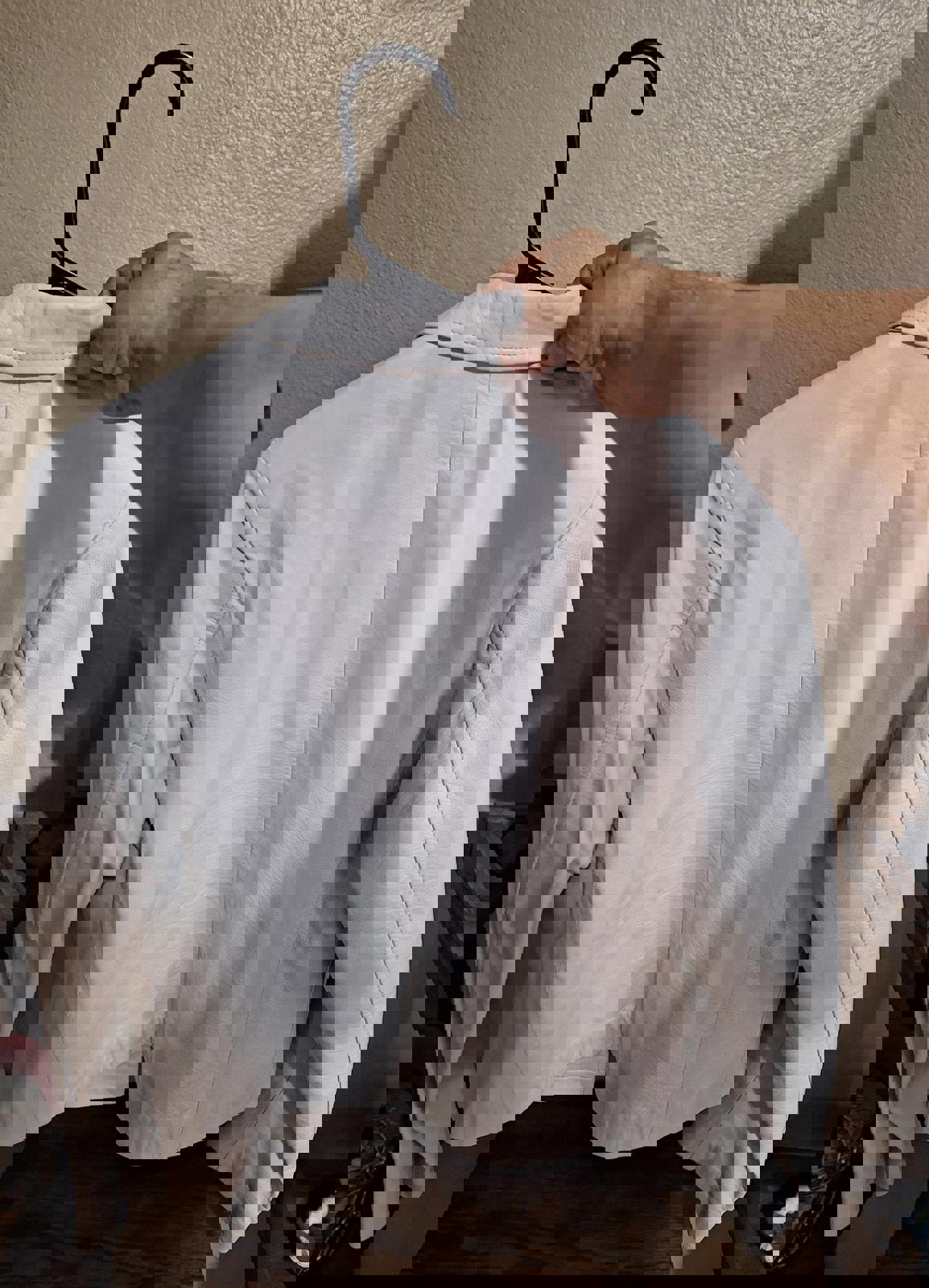 Peruzzi Cream Colored Leather Jacket Made in Florence, Italy