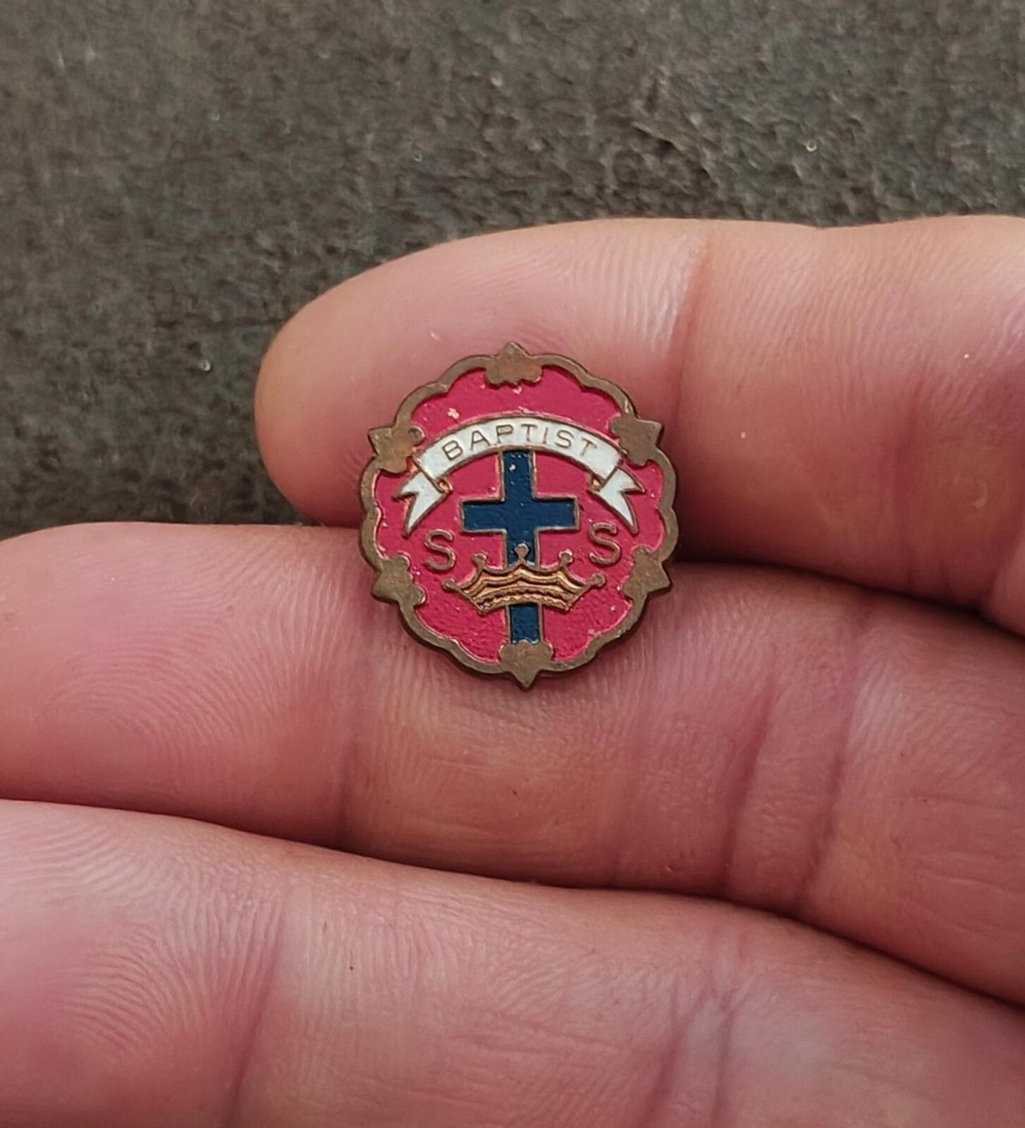 1940s/50s Baptist Sunday School Perfect Attendance Award Brass Pin