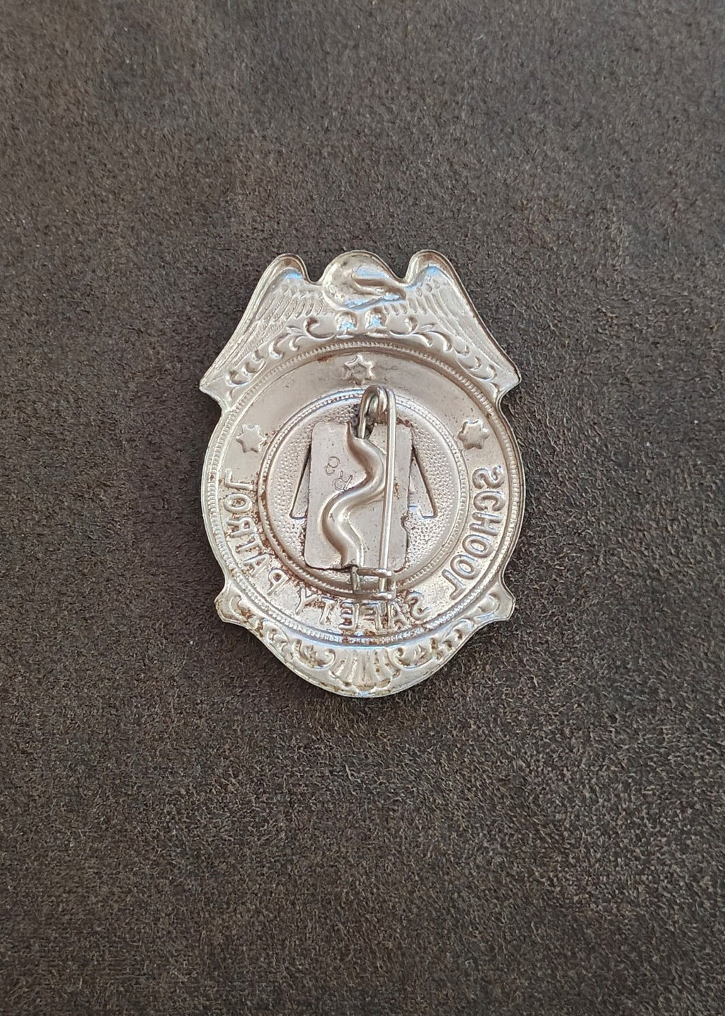 1950s/60s AAA School Safety Patrol Patrolman Shield Badge Pin.