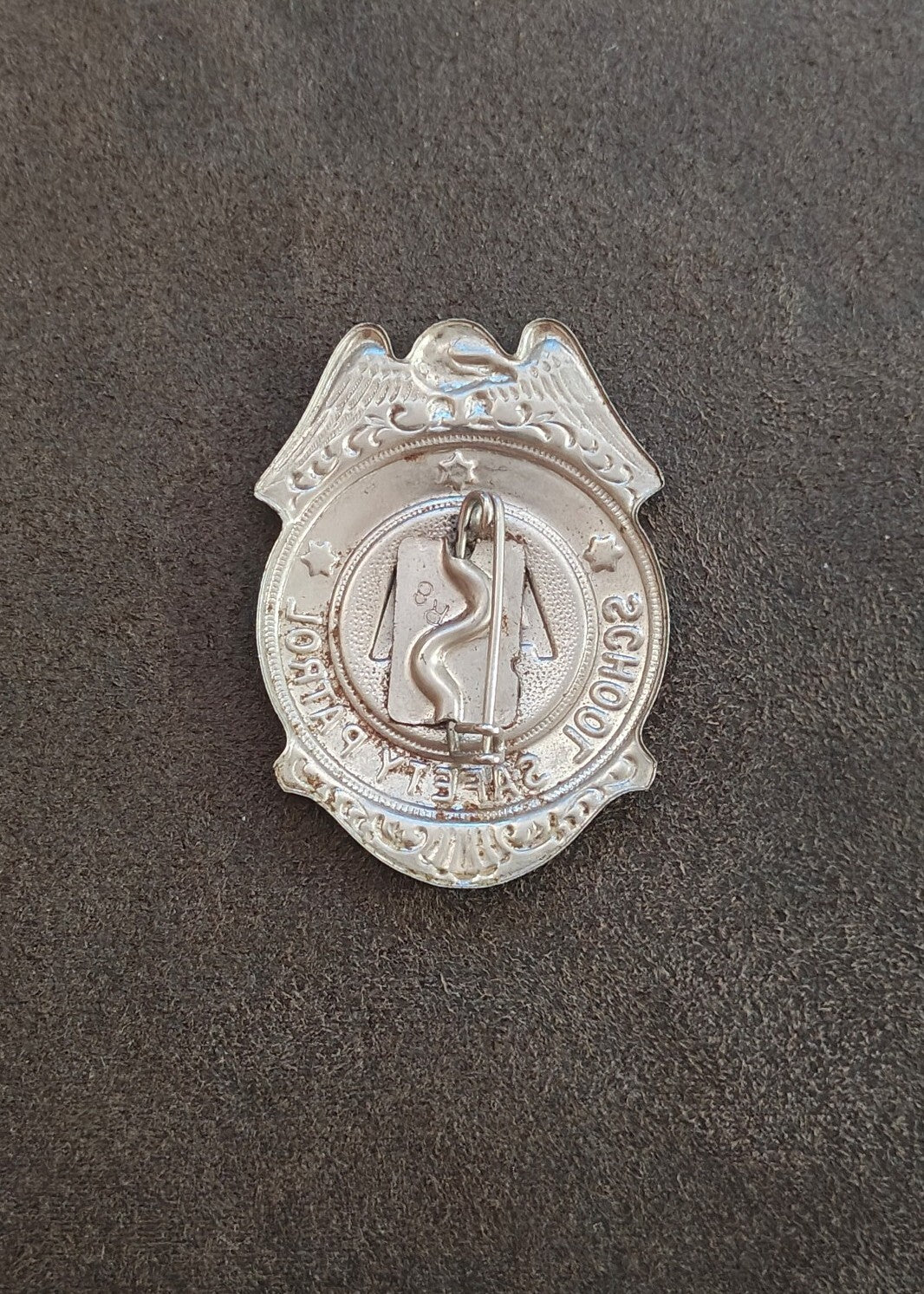 1950s/60s AAA School Safety Patrol Patrolman Shield Badge Pin.