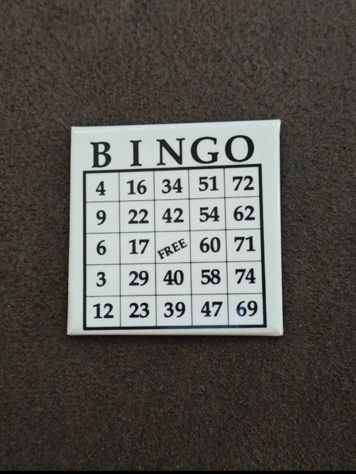 1993 Black & White Bingo Card Metal Magnet/Refrigerator Magnet
