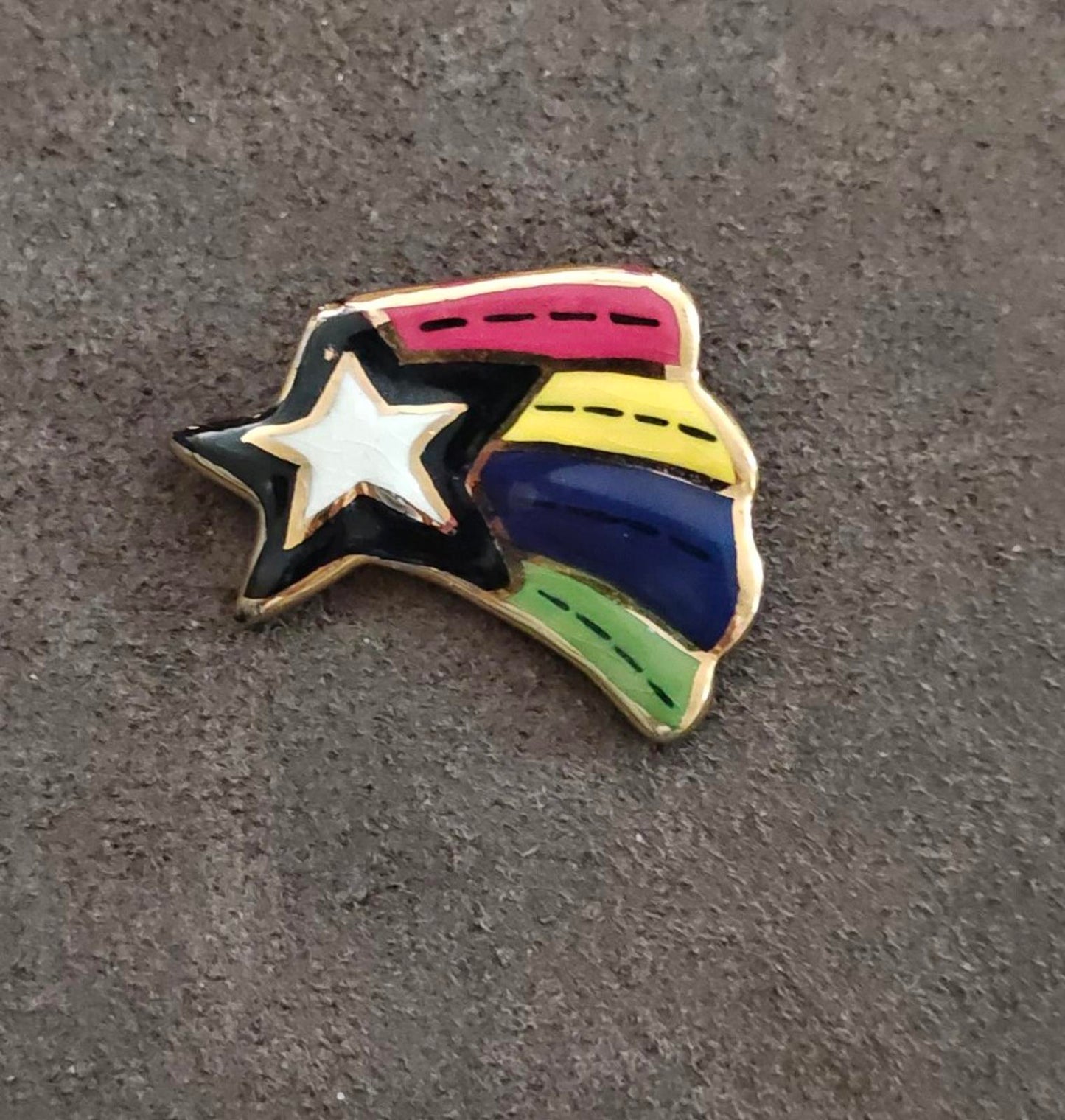 Artisan Rainbow Shooting Star Ceramic Glazed Pin Brooch