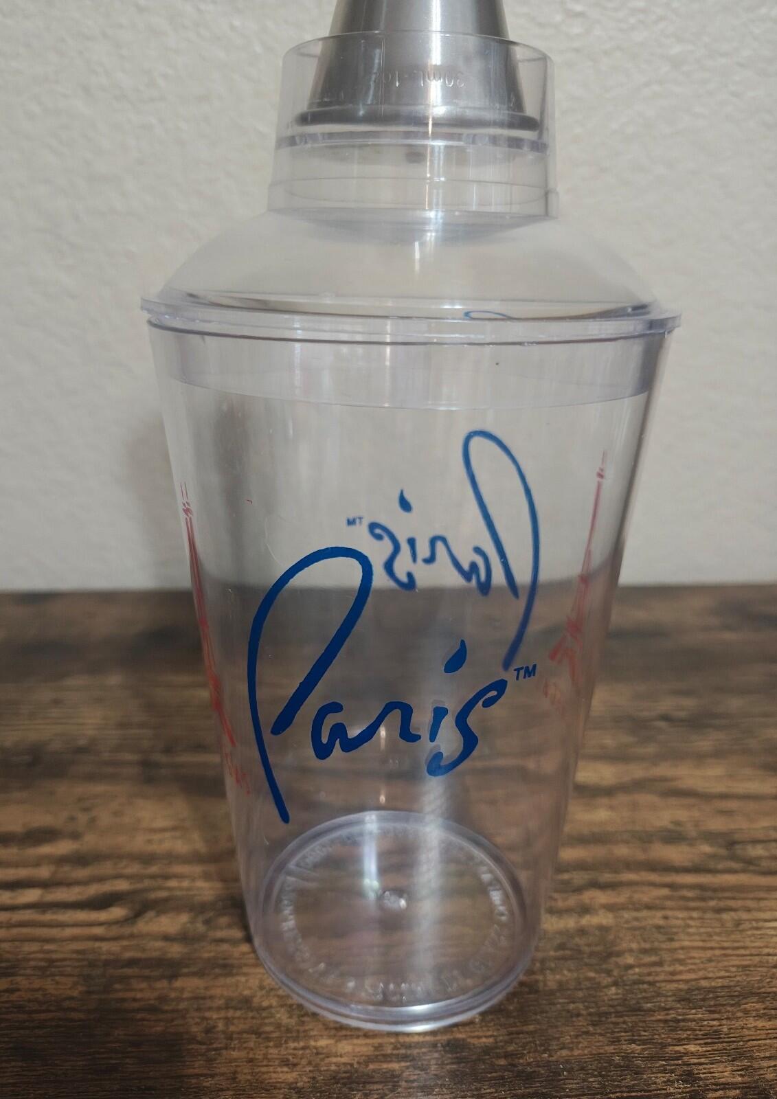 1990s Clear Plastic Paris Las Vegas Souvenir Cocktail Shaker