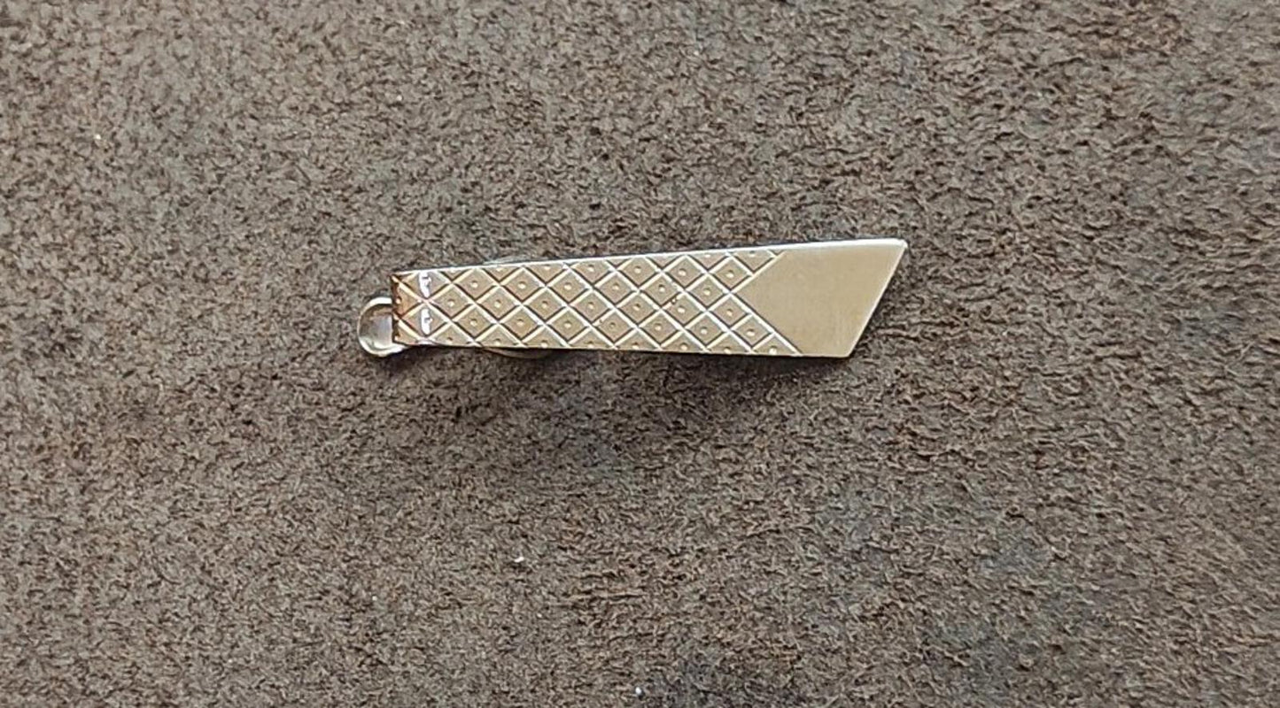 1960s Geometric/Diamante Style Silver Tone Tie Bar Clip